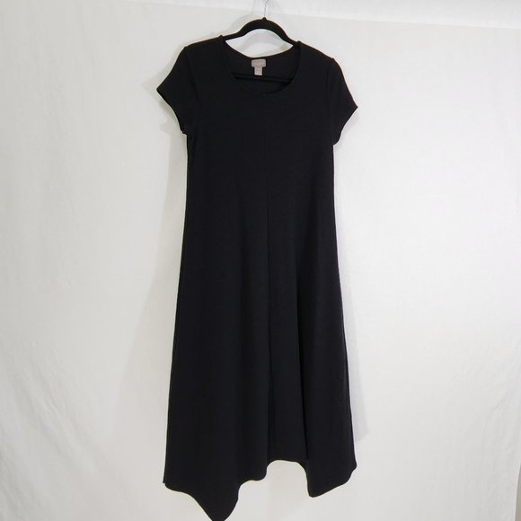 Chico's Dresses & Skirts - CHICO'S Black Seamed Tee Mixi Dress with Asymmetrical Hem Size 1 (8/M) LIKE NEW